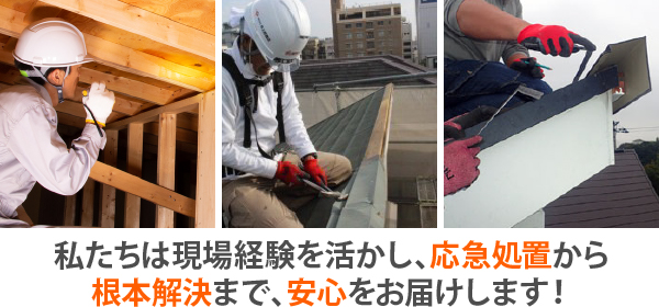 私たちは現場経験を活かし、応急処置から根本解決まで、安心をお届けします！